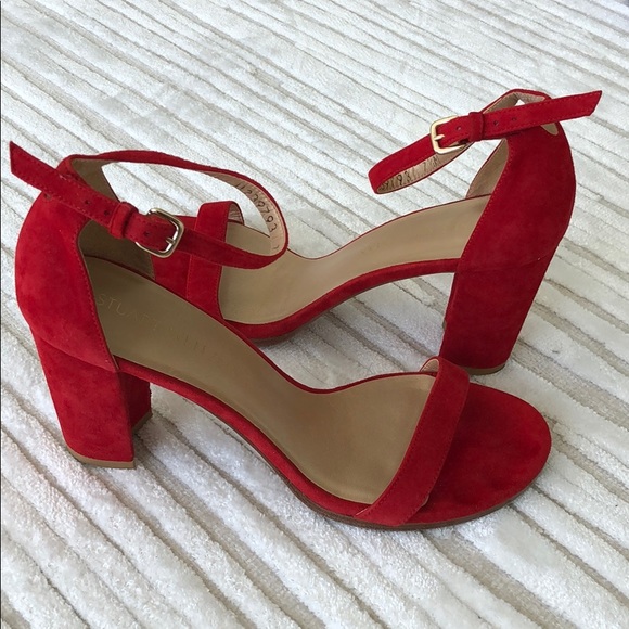 STUART WEITZMAN CLASSIC SUEDE RED SANDALS👡👸🏻 - Picture 2 of 10